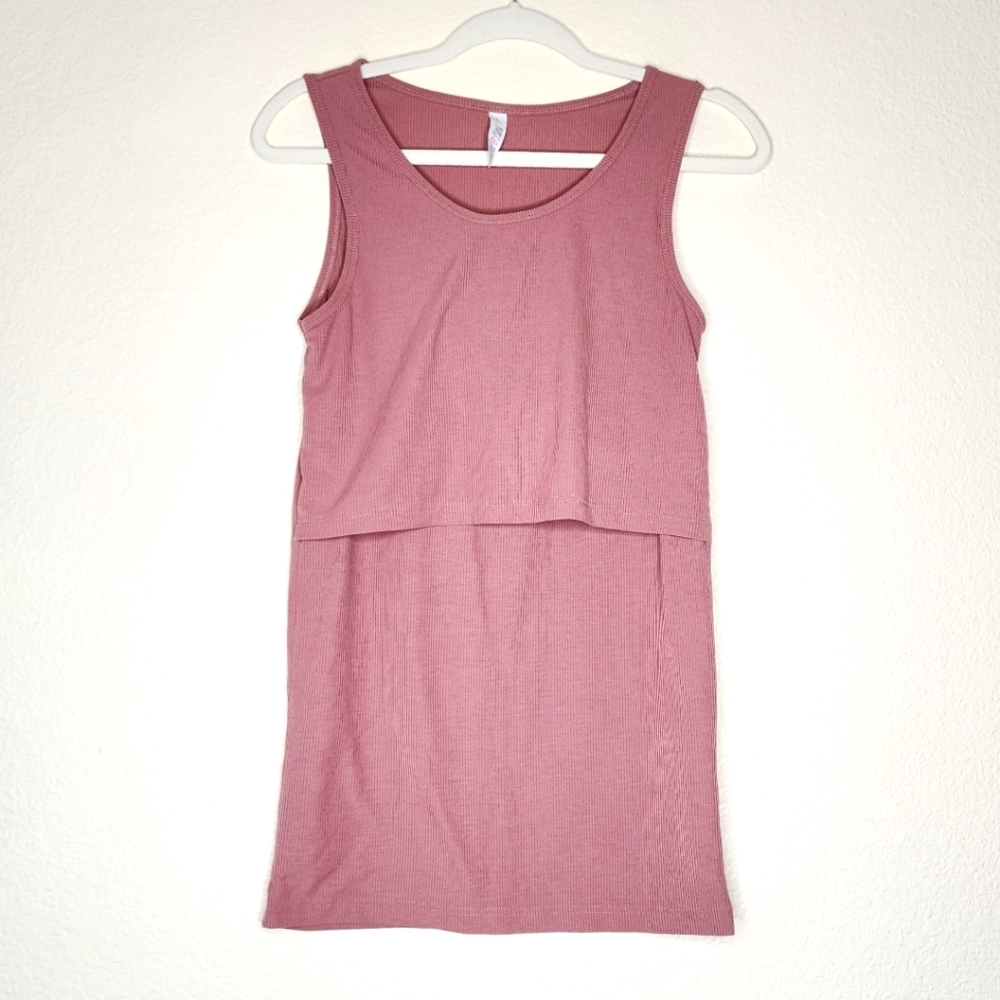 Latched Mama Mauve Ribbed Nursing Tank S
